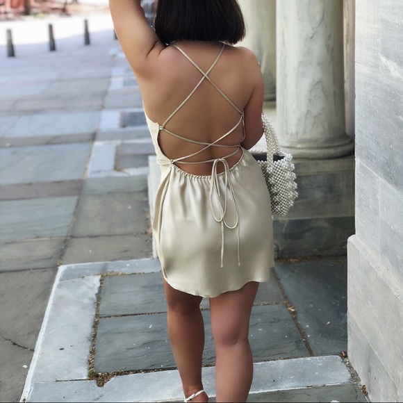 Last 1✨Sansa Nude Satin Cowl Neck Dress - Picture 7 of 8